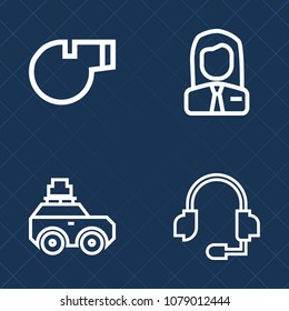 Premium set of outline vector icons. Such as call, coach, recruitment, luggage, employer, employee, summer, businessman, suitcase, vacation, executive, technology, employment, headset, road, whistle