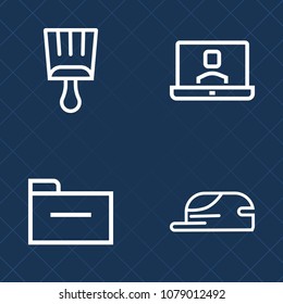 Premium set of outline vector icons. Such as archive, document, brushstroke, grunge, people, mobile, wireless, element, black, young, border, paintbrush, baseball, video, white, object, folder, woman