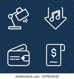 Premium set of outline vector icons. Such as real, white, cash, decor, logo, button, payment, business, table, music, card, contract, finance, credit, internet, desk, furniture, financial, computer