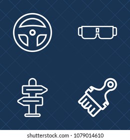 Premium set of outline vector icons. Such as oral, wear, glasses, sun, object, implant, fashion, equipment, prosthesis, technology, laboratory, summer, pointer, sunglasses, concept, eyeglasses, sign, 