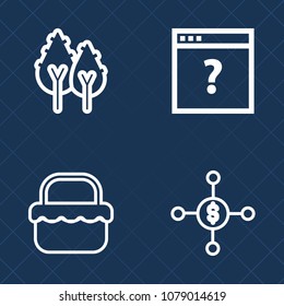 Premium set of outline vector icons. Such as relaxation, text, computer, red, tree, money, bank, dollar, foliage, user, income, grass, environment, currency, trunk, investment, landscape, pine, basket