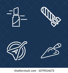 Premium set of outline vector icons. Such as bomb, cloud, instrument, beauty, fire, fashion, lip, make, boom, equipment, lipstick, explosion, cosmetic, burn, pink, melody, makeup, wooden, female, war
