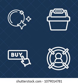 Premium set of outline vector icons. Such as astronomy, web, star, moon, shop, man, concept, sky, leader, management, sign, night, galaxy, internet, button, space, sleep, art, banner, dark, marketing