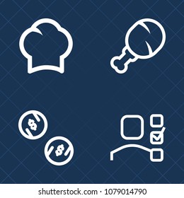 Premium set of outline vector icons. Such as currency, burger, person, sign, note, notebook, cooking, business, meal, chief, task, cook, hat, management, leg, food, office, kitchen, plan, time, snack