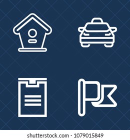 Premium set of outline vector icons. Such as home, spring, city, yellow, red, bird, branch, business, banner, white, transport, flag, package, traffic, nation, american, garden, shipping, decoration