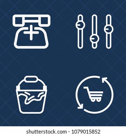 Premium set of outline vector icons. Such as market, trolley, telephone, business, communication, pail, gender, white, element, graphic, phone, container, call, equality, contact, sound, cart, support