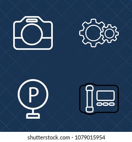 Premium set of outline vector icons. Such as road, city, park, graphic, style, web, video, transportation, business, film, background, street, people, professional, equipment, action, media, phone