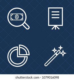 Premium set of outline vector icons. Such as technology, button, conference, adult, graphic, sign, confidence, corporate, diagram, magic, art, business, graph, magical, businesswoman, object, meeting