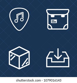 Premium set of outline vector icons. Such as paper, sign, concert, package, trip, pretty, arrow, ransack, pass, black, one, jazz, white, packaging, template, cardboard, 3d, website, person, button