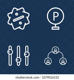 Premium set of outline vector icons. Such as background, white, teamwork, lot, hierarchy, offer, company, retail, structure, sale, discount, automobile, concept, traffic, sign, price, organization
