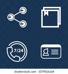 Premium set of outline vector icons. Such as file, element, computer, media, document, identification, office, card, phone, technology, male, contact, operator, paper, security, support, social, name