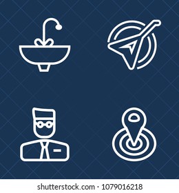 Premium set of outline vector icons. Such as wooden, profile, wet, sink, instrument, hygiene, web, equipment, tap, music, point, string, circle, melody, musical, navigation, pointer, sound, chrome