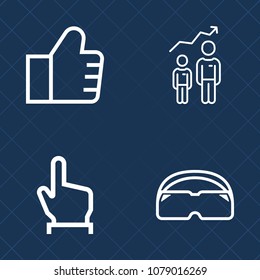 Premium set of outline vector icons. Such as business, water, equipment, manager, magnifying, web, touch, pointer, click, snorkel, glasses, potential, human, press, personal, management, cursor, site