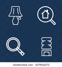 Premium set of outline vector icons. Such as find, table, electricity, technology, sign, picnic, estate, drink, light, concept, lamp, cold, interior, cool, furniture, equipment, web, real, website