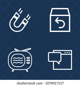 Premium set of outline vector icons. Such as pole, talk, delivery, science, television, box, truck, old, package, return, service, shipping, south, tv, blue, north, message, direction, tuner, bubble