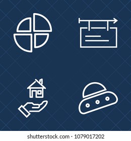 Premium set of outline vector icons. Such as advertising, sale, chart, billboard, ad, business, home, mortgage, fiction, space, frame, science, board, advertisement, real, ufo, pie, poster, estate