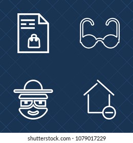 Premium set of outline vector icons. Such as list, face, style, cartoon, shopping, head, paper, notebook, pen, cardboard, checklist, object, funny, glasses, apartment, food, modern, writing, smile
