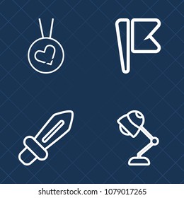 Premium set of outline vector icons. Such as nation, usa, illumination, sword, ring, flag, america, necklace, medieval, blade, electricity, electric, modern, bulb, love, battle, diamond, country, sign