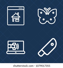 Premium set of outline vector icons. Such as property, tool, service, communication, people, meat, rent, kitchen, sale, insect, estate, technology, buy, business, cut, butterfly, wing, support, black