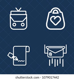 Premium set of outline vector icons. Such as style, paper, correspondence, travel, envelope, single, handbag, bag, receive, document, delivery, mail, handle, sign, baggage, message, lifestyle, blank