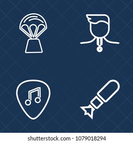 Premium set of outline vector icons. Such as hot, sport, war, weapon, gold, championship, sound, success, trophy, white, explosive, guitar, first, military, winner, award, attack, challenge, reward