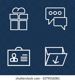 Premium set of outline vector icons. Such as surprise, trash, internet, male, human, recycling, chat, holiday, people, woman, rubbish, message, xmas, ribbon, present, pollution, happy, social, female