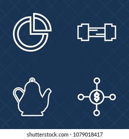 Premium set of outline vector icons. Such as kitchen, beverage, sport, infographic, presentation, bank, training, investment, chart, strength, woman, physical, teapot, barbell, business, sign, money