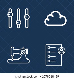 Premium set of outline vector icons. Such as thread, interview, tool, sound, needle, candidate, internet, equality, element, white, craft, employment, network, sewing, retro, employee, sew, human, job
