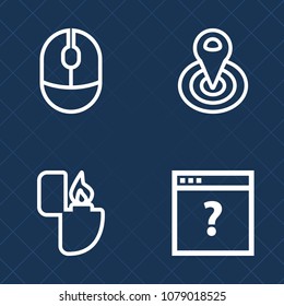 Premium set of outline vector icons. Such as white, text, ring, object, page, internet, information, limited, flammable, mouse, center, work, web, navigation, unknown, direction, click, smoke, gps, pc