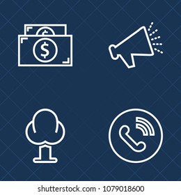 Premium set of outline vector icons. Such as investment, landscape, plant, trunk, nature, cash, pine, currency, object, coin, bank, speaker, business, power, dollar, foliage, coniferous, button, voice