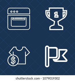Premium set of outline vector icons. Such as achievement, cook, banner, usa, cooker, home, object, victory, success, oven, appliance, prize, champion, first, hot, cooking, america, award, place, stove