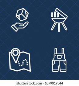 Premium set of outline vector icons. Such as street, work, shipping, charcoal, delivery, sign, care, cargo, cardboard, meat, navigation, warning, protective, pack, uniform, gps, barbecue, direction