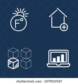 Premium set of outline vector icons. Such as adult, house, people, computer, real, thermometer, degree, estate, construction, hot, celsius, concept, graphic, mortgage, person, residential, female, buy