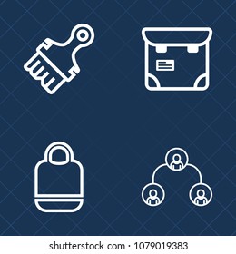 Premium set of outline vector icons. Such as organization, management, network, handbag, pretty, bag, baggage, smart, one, fashion, hierarchy, corporate, ransack, mobile, , travel, waiting, traveler