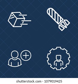 Premium set of outline vector icons. Such as delivery, smoke, sign, avatar, web, transportation, box, shipping, account, explode, logistic, shipment, cloud, application, warehouse, burn, cargo, bomb