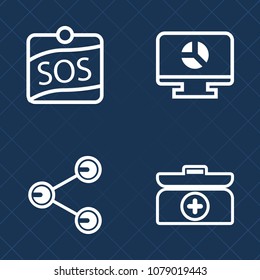 Premium set of outline vector icons. Such as text, doctor, layout, medical, cross, kit, banner, web, infographic, information, equipment, support, share, sign, element, button, graph, aid, abstract