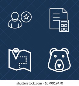 Premium set of outline vector icons. Such as dollar, online, nature, profit, bear, animal, subscribe, finance, mock-up, map, travel, coin, website, wild, bank, economy, direction, currency, road, pin