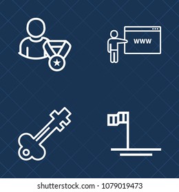 Premium set of outline vector icons. Such as key, profile, star, mexico, vintage, view, iron, sign, security, online, widget, application, web, start, mock-up, go, button, ocean, element, technology