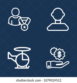 Premium set of outline vector icons. Such as mock-up, people, aircraft, financial, hand, rating, web, business, man, internet, sky, finance, transportation, avatar, chopper, currency, subscribe, human