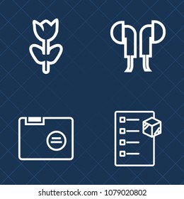 Premium set of outline vector icons. Such as nature, spring, leaf, business, delivery, box, pink, checklist, transport, floral, petal, object, gadget, cargo, equipment, sound, headphones, empty, audio
