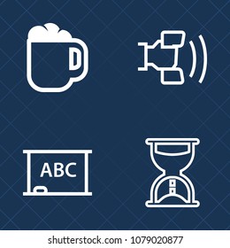 Premium set of outline vector icons. Such as telephone, school, cell, caffeine, home, cup, countdown, sms, smart, time, frame, chalkboard, hot, black, minute, blackboard, smartphone, cellphone, watch