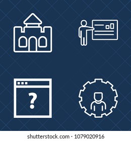 Premium set of outline vector icons. Such as concept, account, information, male, speaker, fairytale, manager, online, computer, mobile, king, architecture, user, audience, conference, businessman