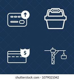 Premium set of outline vector icons. Such as coin, financial, payment, construction, food, concept, building, retail, cash, dollar, white, collection, investment, saw, drill, equipment, box, stack