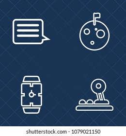 Premium set of outline vector icons. Such as interface, watch, graphic, planet, moon, communication, element, clock, computer, internet, time, button, letter, background, mail, minute, space, universe