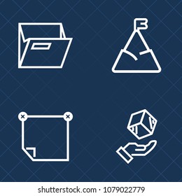 Premium set of outline vector icons. Such as paper, delivery, stick, information, folder, top, memo, post, document, sticker, white, note, board, travel, scenic, open, template, packaging, cargo, blue
