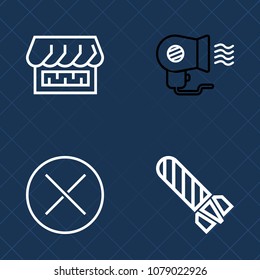 Premium set of outline vector icons. Such as market, dryer, explosive, burn, front, white, explode, shop, appliance, decoration, cancel, style, wind, danger, button, blowing, mark, cloud, flame, cross