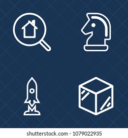 Premium set of outline vector icons. Such as home, exploration, property, internet, template, building, house, sign, challenge, rent, product, computer, white, craft, estate, website, success, game