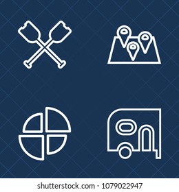 Premium set of outline vector icons. Such as road, gps, van, direction, location, kayak, city, vehicle, cargo, transportation, travel, element, place, graph, business, old, river, pin, freight, street