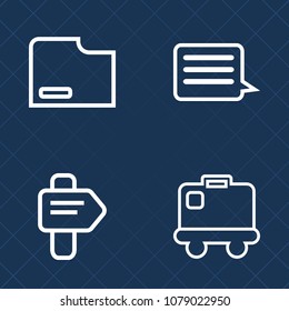 Premium set of outline vector icons. Such as web, bag, page, journey, airplane, paper, arrow, business, airport, baggage, way, guidance, message, communication, transportation, file, element, luggage