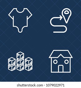 Premium set of outline vector icons. Such as location, architecture, warehouse, business, factory, navigation, woman, cute, attractive, pretty, pin, marker, building, industry, map, cargo, commercial